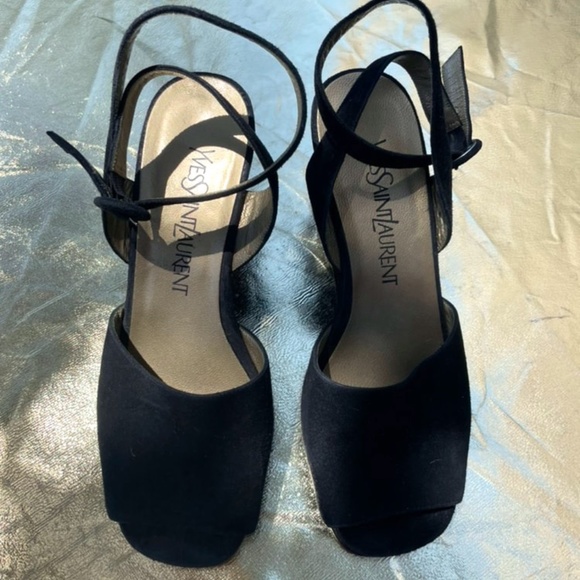 Vintage Yves Saint Laurent YSL Suede Wedges - Picture 1 of 2